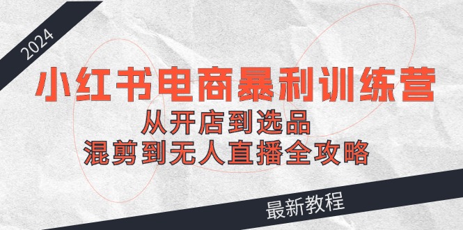2024小红书电商暴利训练营：从开店到选品，混剪到无人直播全攻略壹加壹聊项目站壹加壹聊项目