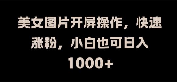 美女图片开屏操作，快速涨粉，小白也可日入1k【揭秘】壹加壹聊项目站壹加壹聊项目