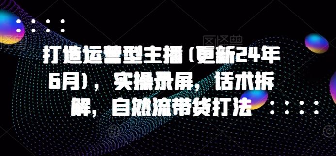 打造运营型主播(更新24年9月)，实操录屏，话术拆解，自然流带货打法壹加壹聊项目站壹加壹聊项目