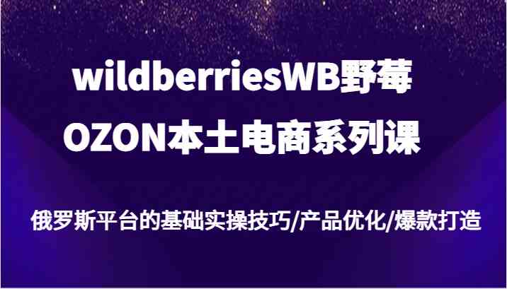 wildberriesWB野莓/OZON本土电商系列课，俄罗斯平台的基础实操技巧/产品优化/爆款打造壹加壹聊项目站壹加壹聊项目