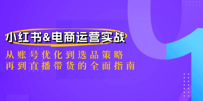 小红书&电商运营实战：从账号优化到选品策略，再到直播带货的全面指南壹加壹聊项目站壹加壹聊项目