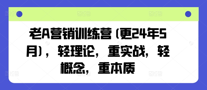 老A营销训练营(更24年9月)，轻理论，重实战，轻概念，重本质壹加壹聊项目站壹加壹聊项目