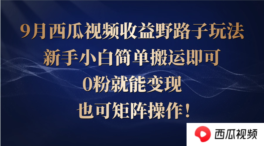 西瓜视频收益野路子玩法，新手小白简单搬运即可，0粉就能变现，也可矩…壹加壹聊项目站壹加壹聊项目