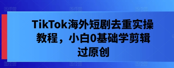 TikTok海外短剧去重实操教程，小白0基础学剪辑过原创壹加壹聊项目站壹加壹聊项目