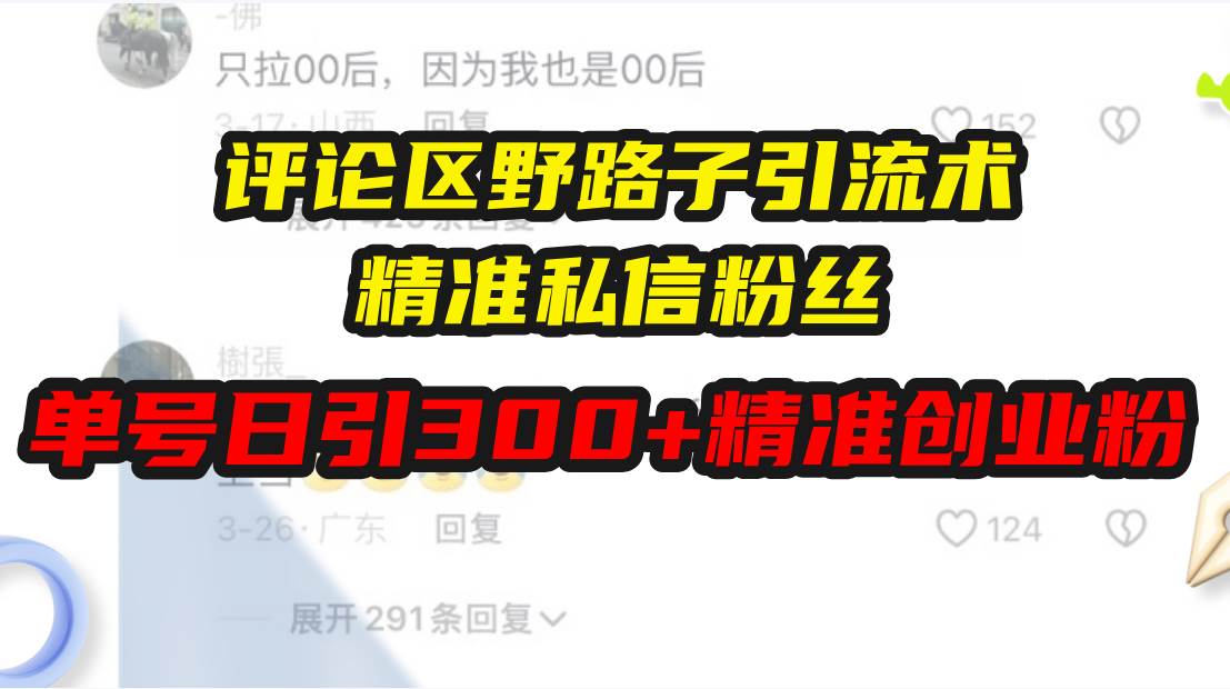 （13676期）评论区野路子引流术，精准私信粉丝，单号日引流300+精准创业粉壹加壹聊项目站壹加壹聊项目