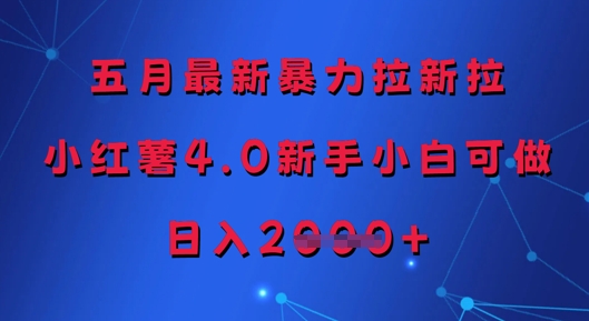 五月最新暴力拉新拉，小红薯4.0新手小白可做，日入多张壹加壹聊项目站壹加壹聊项目