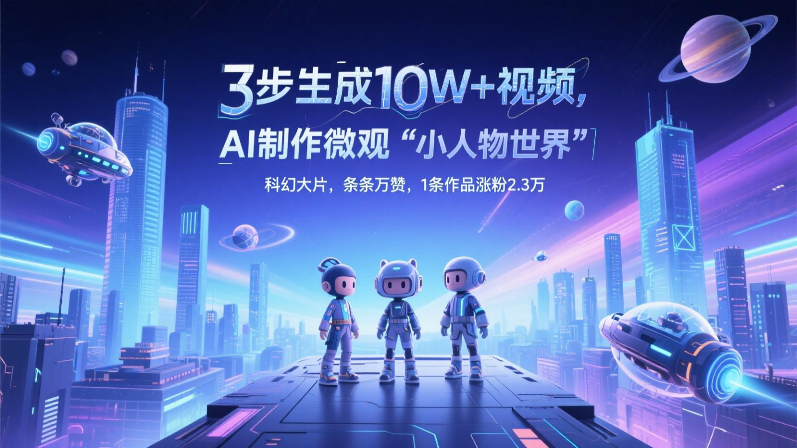 三步生成10W+视频，AI制作微观“小人物世界”科幻大片，条条万赞，1条作品涨粉2.3万壹加壹聊项目站壹加壹聊项目
