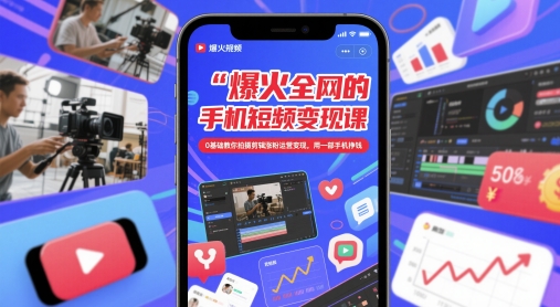 爆火全网的手机短视频变现课，0基础教你拍摄剪辑涨粉运营变现，用一部手机挣钱壹加壹聊项目站壹加壹聊项目
