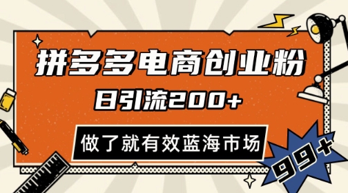 拼多多引流电商创业粉，日引200+，可矩阵放大，做了就有效【揭秘】壹加壹聊项目站壹加壹聊项目
