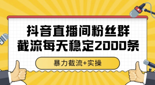 抖音直播间粉丝群暴力截流，一台电脑每天稳定2000条数据，暴力截流+实操 【揭秘】壹加壹聊项目站壹加壹聊项目