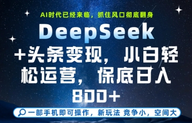 DeepSeek+头条变现，保姆级教学，小白轻松上手，日入8张+【揭秘】壹加壹聊项目站壹加壹聊项目