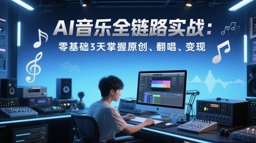 AI音乐全链路实战变现课：零基础3天掌握原创、翻唱、变现壹加壹聊项目站壹加壹聊项目