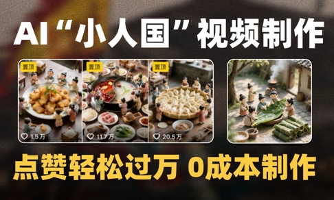 爆款1000W+播放微缩景观迷你小人国AI视频0成本制作全流程教学壹加壹聊项目站壹加壹聊项目