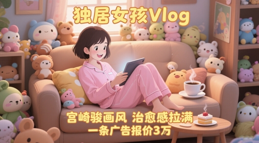 单个账号涨粉71W！用AI制作独居女孩Vlog，宫崎骏画风，治愈感拉满，一条广告报价3W壹加壹聊项目站壹加壹聊项目
