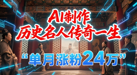 暴力起号！用AI制作历史名人传奇一生，单月涨粉24W，涨粉+变现赛道黑马来了壹加壹聊项目站壹加壹聊项目
