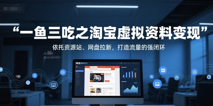 一鱼三吃之淘宝虚拟资料变现，依托资源站、网盘拉新，打造流量的强闭环壹加壹聊项目站壹加壹聊项目