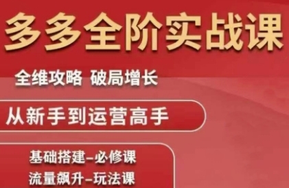 拼多多全阶实战课程，全维攻略，破局增长，从新手到运营高手壹加壹聊项目站壹加壹聊项目