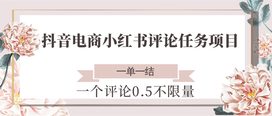 抖音电商小红书评论任务项目，一个评论0.5，一单一结 不限量壹加壹聊项目站壹加壹聊项目