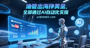 油管出海挣美金，全部通过AI自动化实操，从0到1实现月入过W壹加壹聊项目站壹加壹聊项目