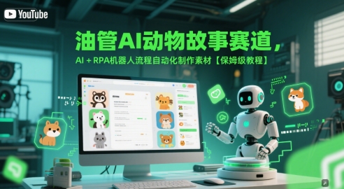 油管AI动物故事赛道，AI+RPA机器人流程自动化制作素材【保姆级教程】壹加壹聊项目站壹加壹聊项目