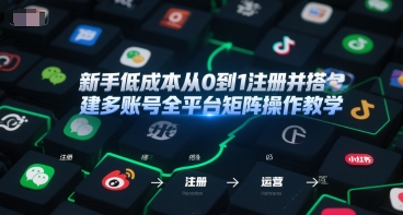 新手低成本从0到1注册并搭建多账号全平台矩阵操作教学，手机号-邮箱-IP-工具壹加壹聊项目站壹加壹聊项目