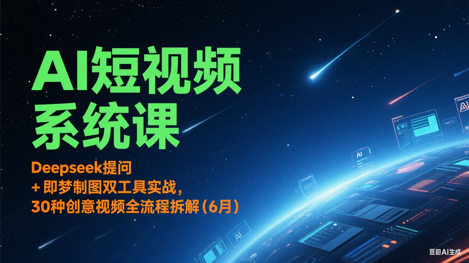 AI短视频系统课：Deepseek提问 + 即梦制图双工具实战，30种创意视频全流程拆解(6月)壹加壹聊项目站壹加壹聊项目