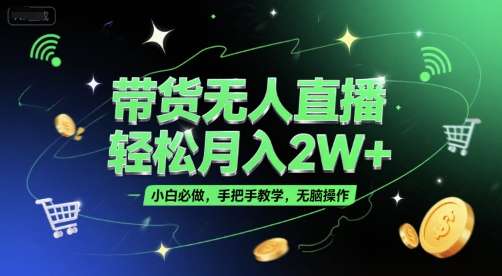 带货无人直播，轻松月入2W+，小白必做，手把手教学，无脑操作(附学习资料)壹加壹聊项目站壹加壹聊项目