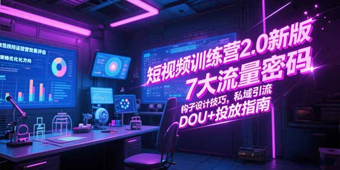短视频训练营2.0新版，7大流量密码/钩子设计技巧/私域引流/DOU+投放指南壹加壹聊项目站壹加壹聊项目