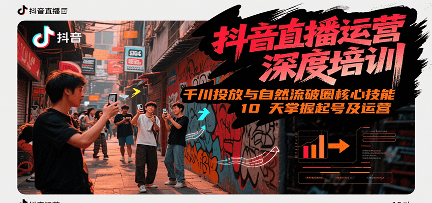 抖音直播运营深度培训，千川投放与自然流核心技能，10天掌握起号及运营(6-7月新课)壹加壹聊项目站壹加壹聊项目