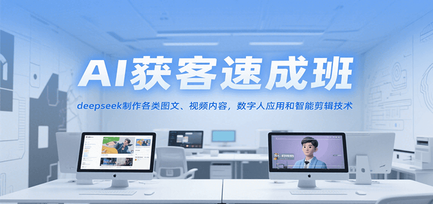 AI获客速成班，deepseek制作各类图文、视频内容，数字人应用和智能剪辑技术壹加壹聊项目站壹加壹聊项目