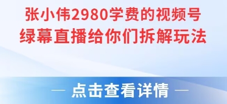 张小伟2980付费额视频号绿幕直播给你们拆解玩法壹加壹聊项目站壹加壹聊项目