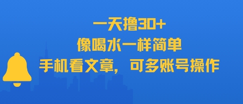 一天撸30+，像喝水一样简单，手机看文章，可多账号操作壹加壹聊项目站壹加壹聊项目