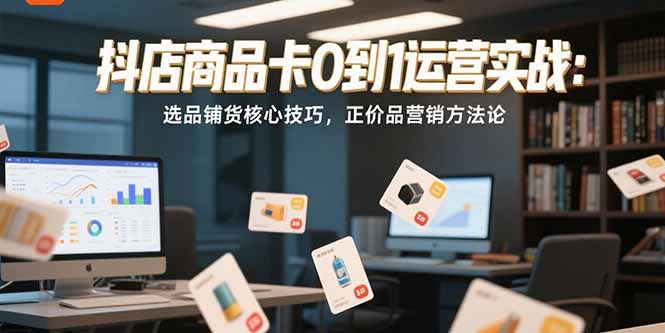 抖店商品卡0到1运营实战：选品铺货核心技巧，正价品营销方法论壹加壹聊项目站壹加壹聊项目