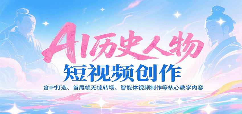 AI历史人物短视频创作，含IP打造、首尾帧无缝转场、智能体视频制作等核心教学内容壹加壹聊项目站壹加壹聊项目