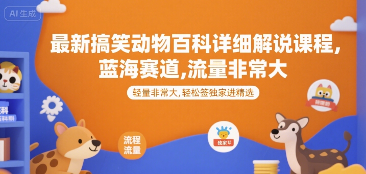 最新搞笑动物百科详细解说课程，蓝海赛道，流量非常大，轻松签独家进精选壹加壹聊项目站壹加壹聊项目