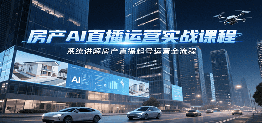 房产AI直播运营实战课程，系统讲解房产直播起号运营全流程壹加壹聊项目站壹加壹聊项目