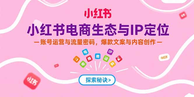 小红书电商生态与IP定位，账号运营与流量密码，爆款文案与内容创作壹加壹聊项目站壹加壹聊项目