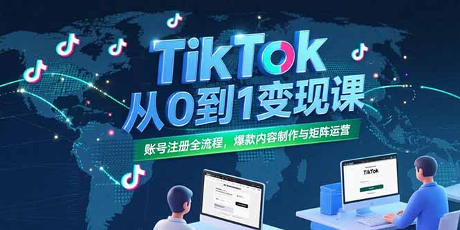 TikTok从0到1变现课，账号注册全流程，爆款内容制作与矩阵运营壹加壹聊项目站壹加壹聊项目