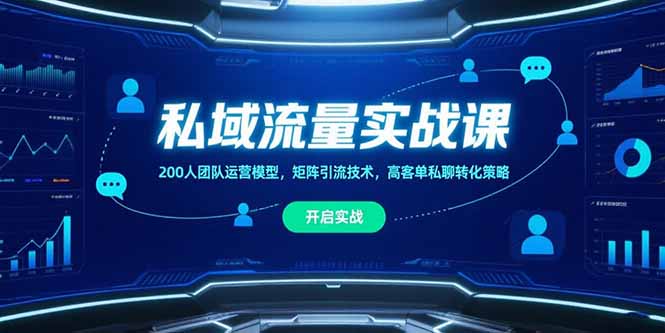 私域流量实战课，200人团队运营模型，矩阵引流技术，高客单私聊转化策略壹加壹聊项目站壹加壹聊项目
