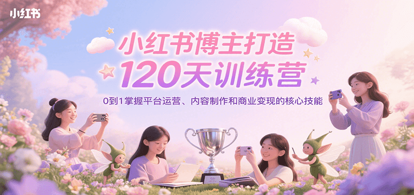 小红书博主打造120天训练营，0到1掌握平台运营、内容制作和商业变现壹加壹聊项目站壹加壹聊项目
