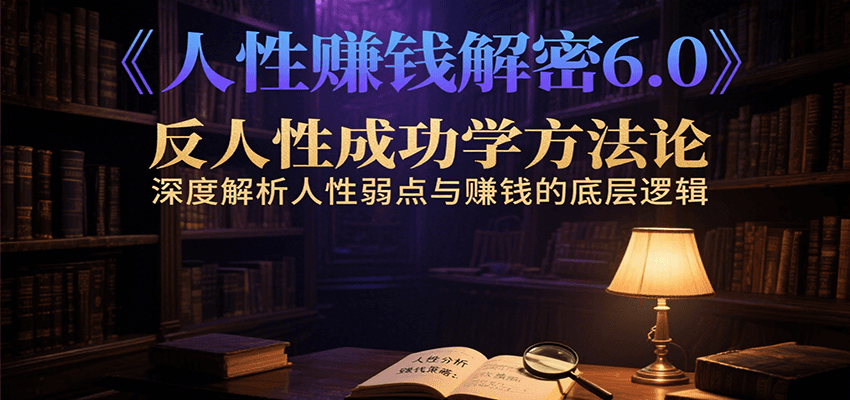 人性赚钱解密6.0，反人性成功学方法论，深度解析人性弱点与赚钱的底层逻辑壹加壹聊项目站壹加壹聊项目
