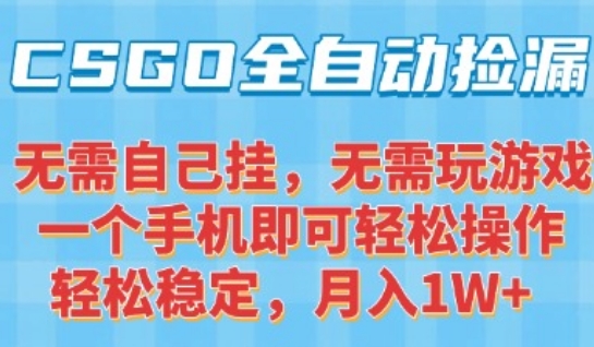 CSGO自动捡漏项目，最新独家玩法，一个手机可操作，新手小白轻松月入1W+，操作简单易上手【揭秘】壹加壹聊项目站壹加壹聊项目
