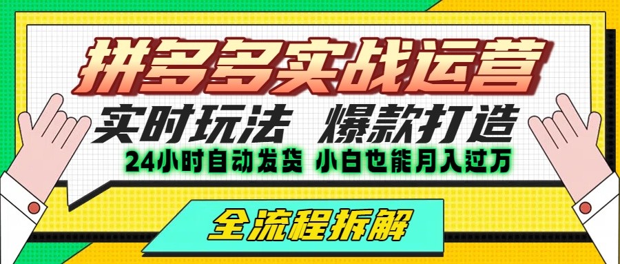 拼多多最新实战运营高投产：长久稳定项目，单店利润一天三位数壹加壹聊项目站壹加壹聊项目